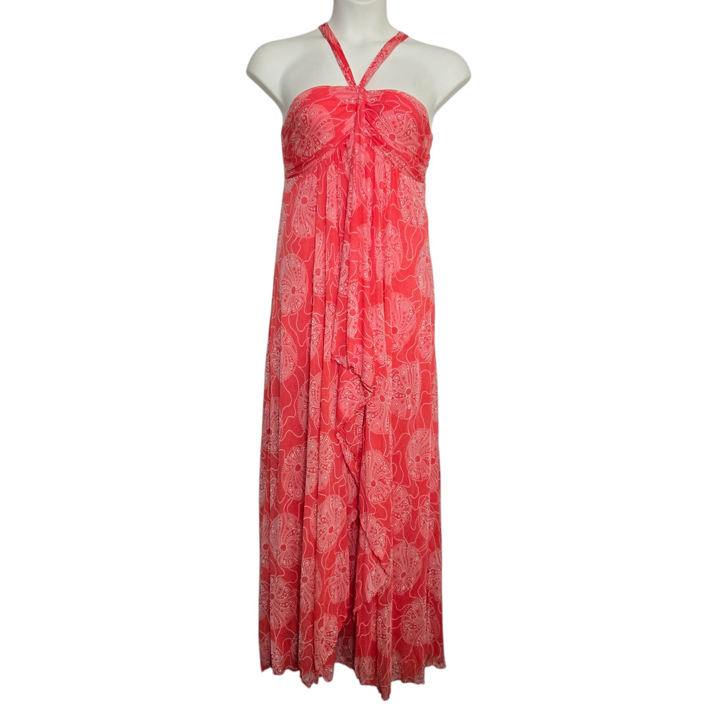 Diane Von Furstenberg Maxi Dress Size 8 Straps Orange DVF Kirsten
